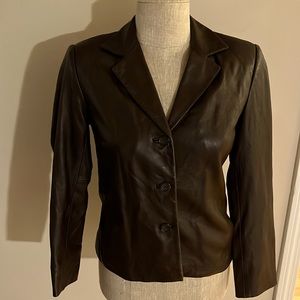 Dark brown genuine leather blazer